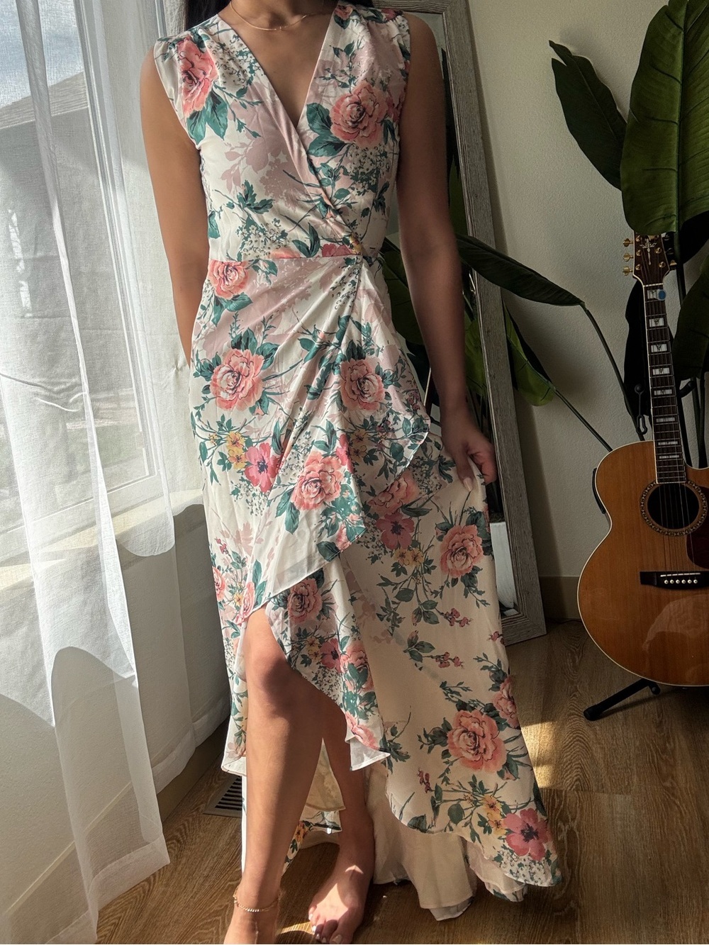 Yumi Kim Pink Floral Wrap Maxi Dress